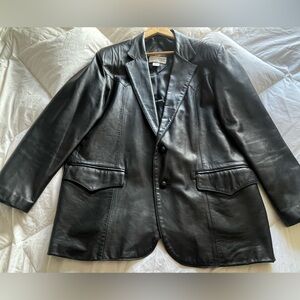 Sleek Black Leather Blazer